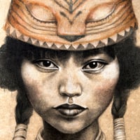 Image 3 of Toile originale "Le Masque Tigre" - 50 x 73 cm