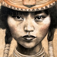 Image 4 of Toile originale "Le Masque Tigre" - 50 x 73 cm