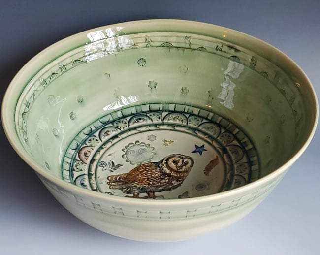 Large Porcelain Barn Owl Bowl