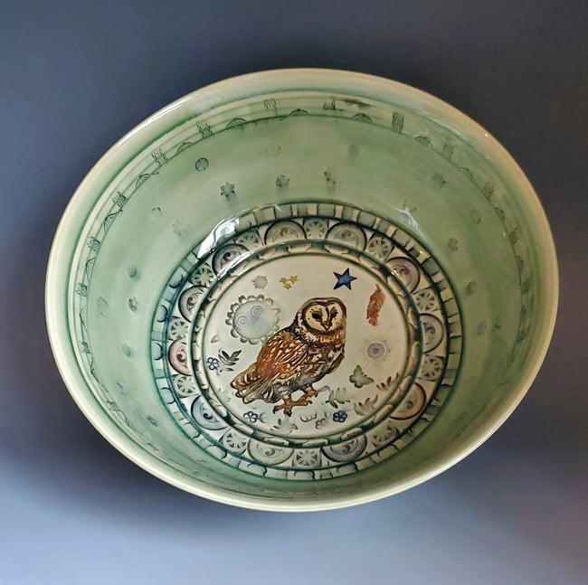 Large Porcelain Barn Owl Bowl