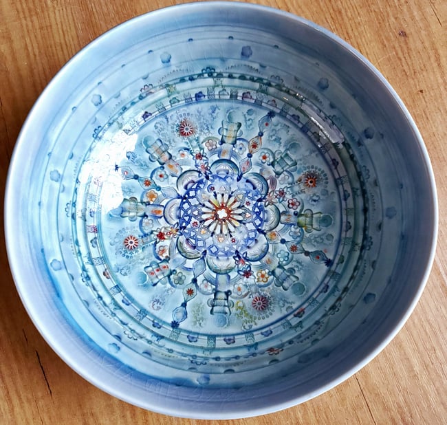 Large Serendipity Blue Mandala Bowl