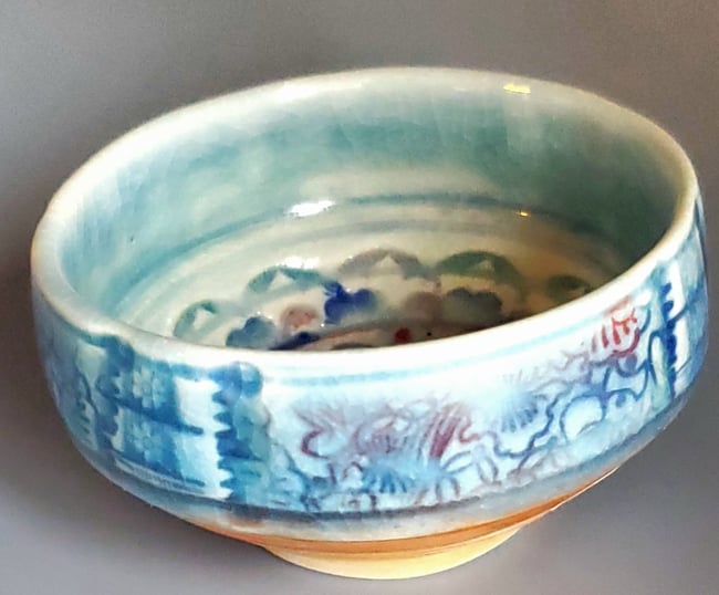 Small Woodfired Turquoise Mandala  Bowl