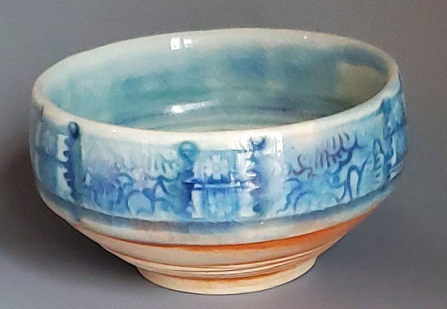 Small Woodfired Turquoise Mandala  Bowl