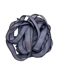 Image 2 of 1PC. FADED JEANS 42" Hand Dyed Finished Edge Silk Wrist Wrap Bracelet/Jewelry/Craft Ribbons