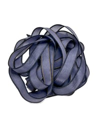 Image 3 of 1PC. FADED JEANS 42" Hand Dyed Finished Edge Silk Wrist Wrap Bracelet/Jewelry/Craft Ribbons