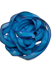 Image 1 of 1PC. ISLAND BLUE 42" Hand Dyed Finished Edge Silk Wrist Wrap Bracelet/Jewelry/Craft Ribbons