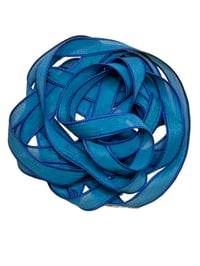 Image 2 of 1PC. ISLAND BLUE 42" Hand Dyed Finished Edge Silk Wrist Wrap Bracelet/Jewelry/Craft Ribbons