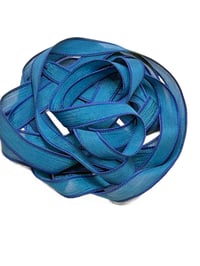 Image 4 of 1PC. ISLAND BLUE 42" Hand Dyed Finished Edge Silk Wrist Wrap Bracelet/Jewelry/Craft Ribbons