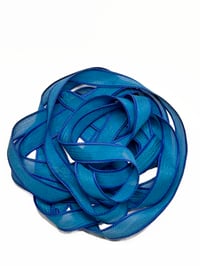 Image 3 of 1PC. ISLAND BLUE 42" Hand Dyed Finished Edge Silk Wrist Wrap Bracelet/Jewelry/Craft Ribbons