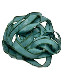 Image 2 of 1PC. MALLARD GREEN  42" Hand Dyed Finished Edge Silk Wrist Wrap Bracelet/Jewelry/Craft Ribbons