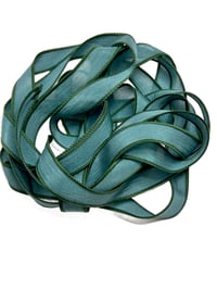 Image 3 of 1PC. MALLARD GREEN  42" Hand Dyed Finished Edge Silk Wrist Wrap Bracelet/Jewelry/Craft Ribbons