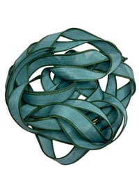 Image 4 of 1PC. MALLARD GREEN  42" Hand Dyed Finished Edge Silk Wrist Wrap Bracelet/Jewelry/Craft Ribbons