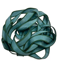 Image 5 of 1PC. MALLARD GREEN  42" Hand Dyed Finished Edge Silk Wrist Wrap Bracelet/Jewelry/Craft Ribbons