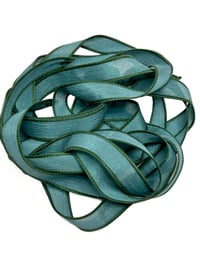 Image 6 of 1PC. MALLARD GREEN  42" Hand Dyed Finished Edge Silk Wrist Wrap Bracelet/Jewelry/Craft Ribbons