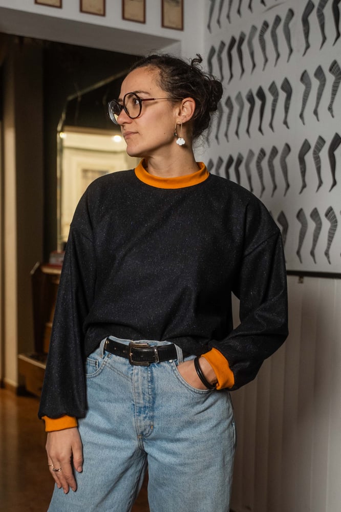 Image of Maglione interlinea nero melange