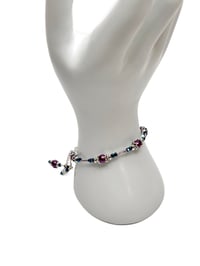 Image 3 of 1PC. DEEP ORCHID/METALLIC BLUE FIRE POLISHED GLASS BEADED MEMORY WIRE BRACELET