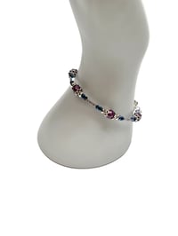 Image 4 of 1PC. DEEP ORCHID/METALLIC BLUE FIRE POLISHED GLASS BEADED MEMORY WIRE BRACELET