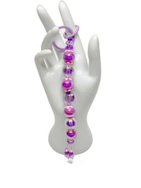 Image 2 of  1PC. PURPLE METALLIC HEART ACRYLIC/RESIN HAND MADE KEY RING LANYARD/PURSE SWAG/CELL  SWAG