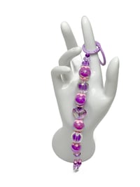 Image 4 of  1PC. PURPLE METALLIC HEART ACRYLIC/RESIN HAND MADE KEY RING LANYARD/PURSE SWAG/CELL  SWAG