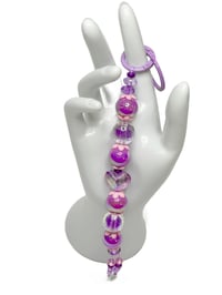 Image 1 of  1PC. PURPLE METALLIC HEART ACRYLIC/RESIN HAND MADE KEY RING LANYARD/PURSE SWAG/CELL  SWAG