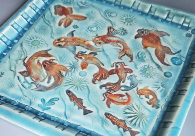 Koi Pond Square Plate
