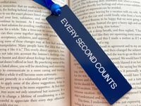 Image 1 of EVERY SECOND COUNTS bookmark: 5"x1.3" | The Bear | Laser-engraved acrylic | Navy blue