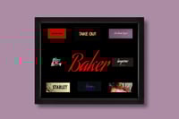 Image 1 of Sean Baker "Title Cards" in shadow box, 11"x14", print + frame
