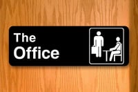 Image 3 of THE OFFICE logo sign: 12"x4" | Home or office decor | Laser-engraved acrylic