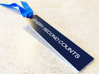 Image 3 of EVERY SECOND COUNTS bookmark: 5"x1.3" | The Bear | Laser-engraved acrylic | Navy blue