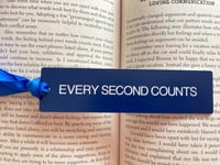 Image 4 of EVERY SECOND COUNTS bookmark: 5"x1.3" | The Bear | Laser-engraved acrylic | Navy blue