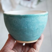 Image 4 of Turquoise Yunomi Tea Cup, 9 oz. Ceramic Stoneware Cup Made in USA
