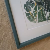 Image 4 of 'Sailing by' original collage from linocut and handmade paper