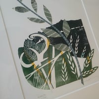 Image 5 of 'Sailing by' original collage from linocut and handmade paper