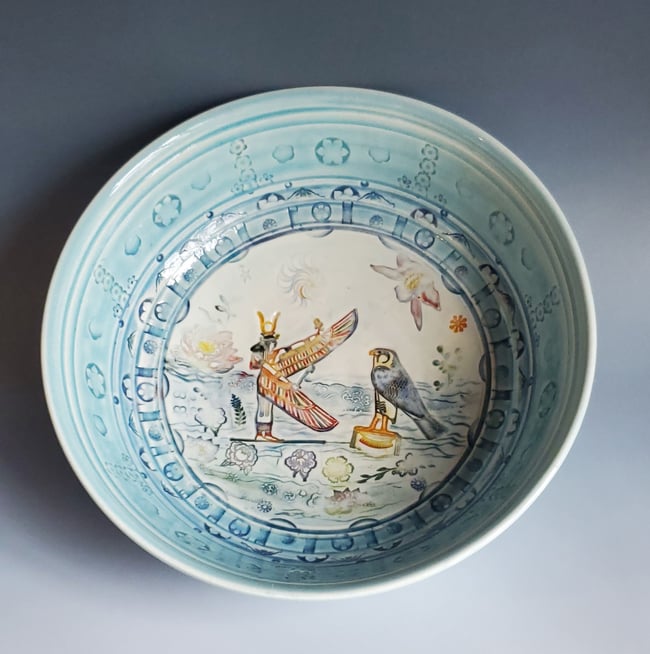 Egyptian  Horus and Goddess Isis  Porcelain Bowl