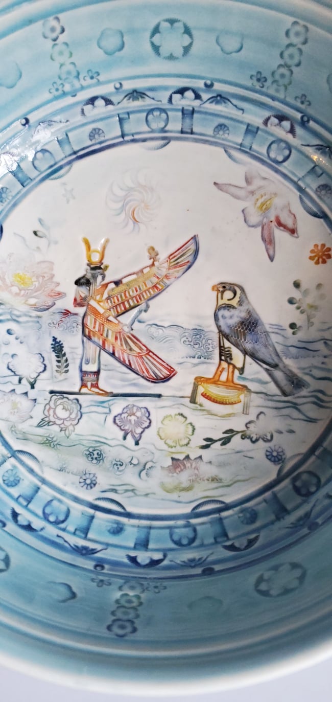 Egyptian  Horus and Goddess Isis  Porcelain Bowl