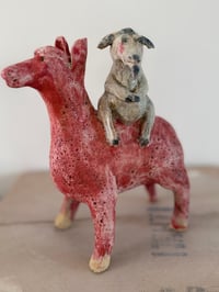 Image 1 of Clay: Goat on Red Pony