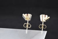 Image 3 of 4-claw yellow-green Zircon rose studs in silver