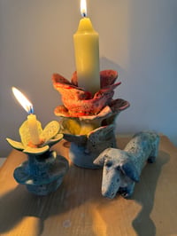 Image 10 of Clay: Dachshund with his tulips candle holder