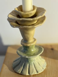 Image 4 of Clay: Little dachshund and his yellow tulip candle holder[sold as a pair]