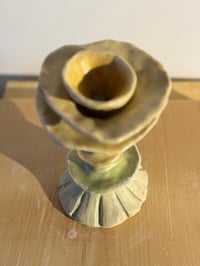 Image 7 of Clay: Little dachshund and his yellow tulip candle holder[sold as a pair]