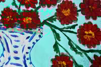 Image 2 of Red Carnations In Matisse Style Vase Original Painting on Canvas