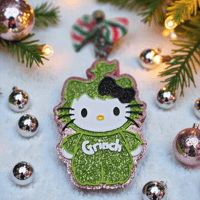 Image 1 of Winter Freshies|Christmas Scented Freshener|Accessories|Grinchy Hello Kitty Freshie|Car|Gift|Custom