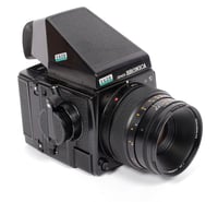 Image 1 of Bronica GS-1 6X7 camera + prism + 100mm F3.5 PG lens and 120 roll film back #1839