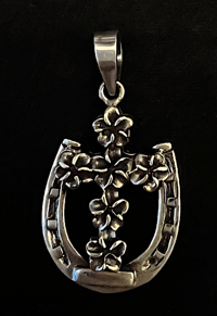 Horseshoe Cross/Flower Pendant - Sterling Silver  (no Chain)