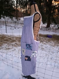 Image 2 of Upcycled Linen Apron in Pinstripe Patchwork 