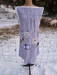 Image 1 of Upcycled Linen Apron in Pinstripe Patchwork 