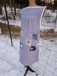 Image 8 of Upcycled Linen Apron in Pinstripe Patchwork 