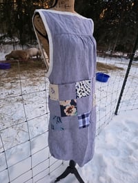 Image 3 of Upcycled Linen Apron in Pinstripe Patchwork 