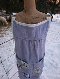Image 9 of Upcycled Linen Apron in Pinstripe Patchwork 