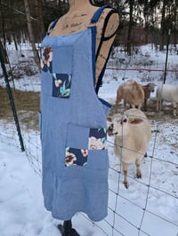 Image 2 of Upcycled Linen Apron in Soft Blue Patchwork 